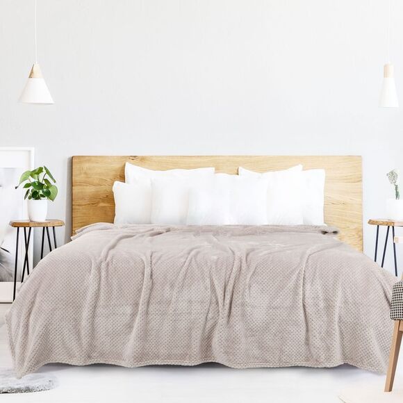 Flannel Fleece Bed Blankets Microfiber Plush 330GSM 66"x90" Camel - Picture 3 of 6